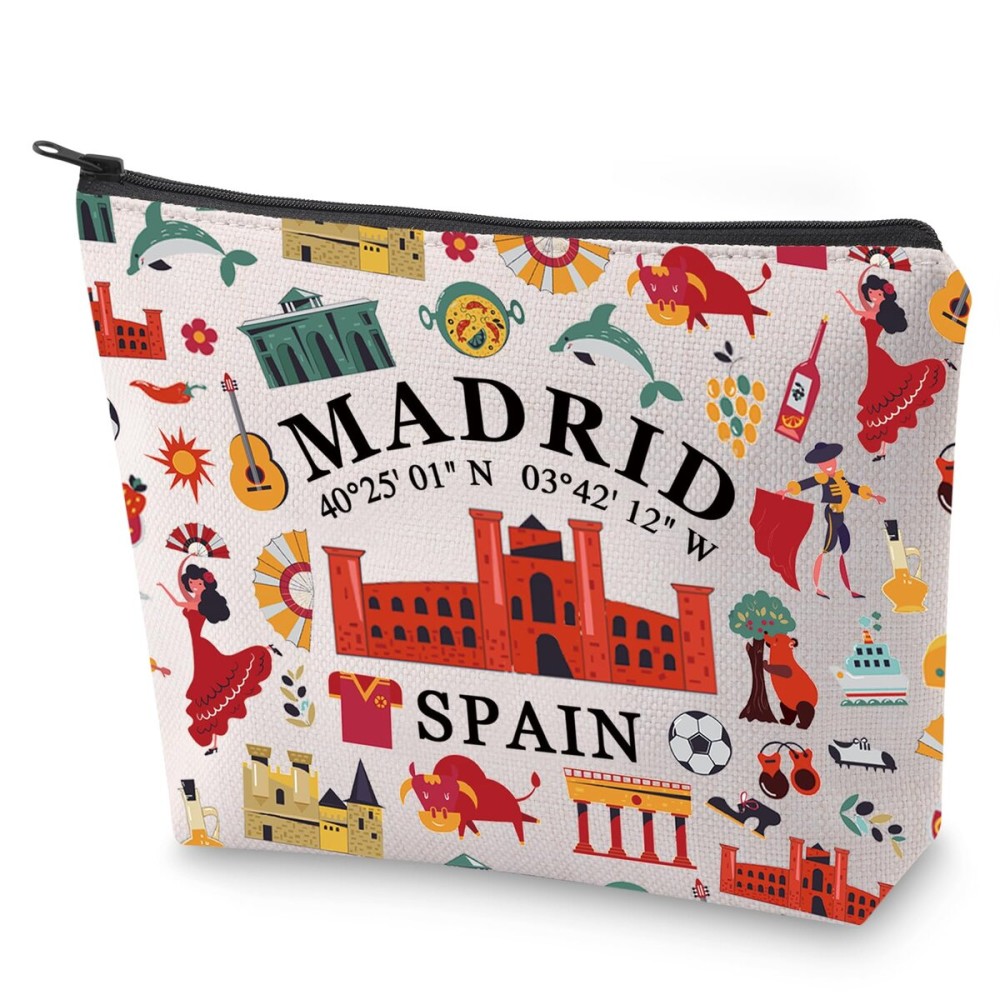 BLUPARK Spanish Mom Cosmetic Bag Madrid Souvenir Gift Madrid Spain Travel Makeup Bag Spain Lover Gift
