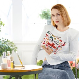 BLUPARK Spanish Mom Cosmetic Bag Madrid Souvenir Gift Madrid Spain Travel Makeup Bag Spain Lover Gift