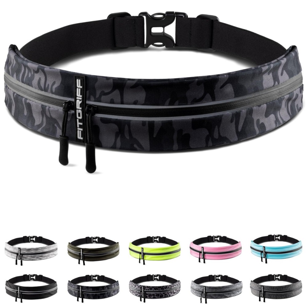Fitgriff Running Belt for Men & Women - Secure Jogging Pouch for Phone, Keys & Essentials - For All Cell Phones (Camo-Black, 33.5 - 47.5 Waist Size) Fitgriff Running Belt for Men & Women - Secure Jogging Pouch for Phone, Keys & Essentials - For All Cell Phones (Camo-Black, 33.5 - 47.5 Waist Size)