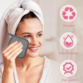 Puomue Makeup Remover Cloth 12 Pack, Ultra Soft and Reusable Microfiber Makeup Remover Towels for All Skin Types, Perfect Face Towels for Women, 6 Inch X 6 Inch, Grey