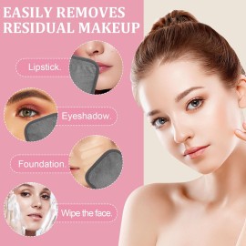 Puomue Makeup Remover Cloth 12 Pack, Ultra Soft and Reusable Microfiber Makeup Remover Towels for All Skin Types, Perfect Face Towels for Women, 6 Inch X 6 Inch, Grey