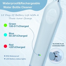 ESFC Electric Bottle Brush Cleaner With Holder, Rechargeable Automatic Water Bottle Cleaner With Stainless Steel Extension Handle, Extra Long Water Bottle Brush,Nipple Brush, Straw Cleaner Brush,Green