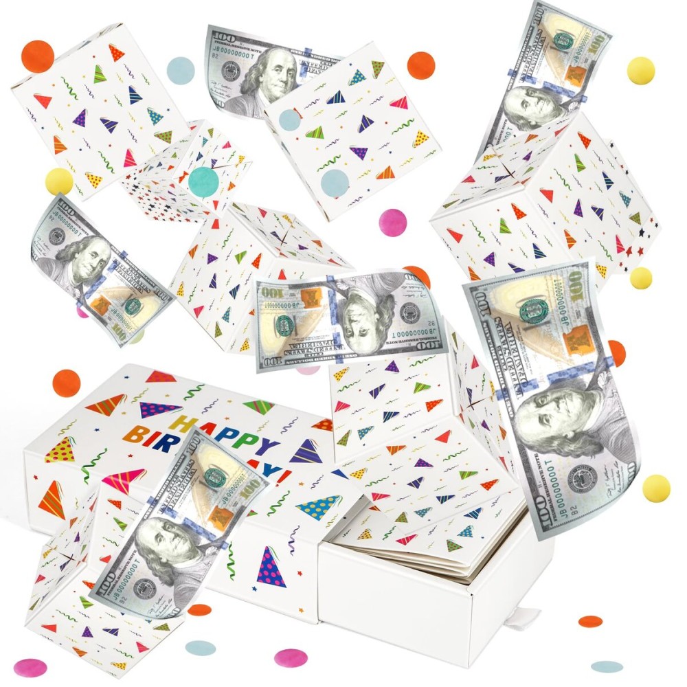 Giftota Happy Birthday Surprise Gift Box Explosion for Money, Money Gift Box Explosion with Confetti, Pop Out Money Gift Box, Money Box for Cash Gift, Cash Explosion Gift Box for Women Men Kids