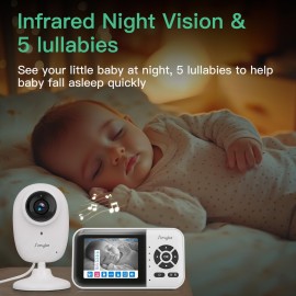 Simyke Smart Video Baby Monitor with Camera and Audio,Dual Mode,WiFi On/Off Switch,2.8inch Display,App,1080p Camera,1500ft Long Range,Night Vision,Feeding Clock,Temperature Detection,2-Way Talk