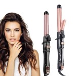 SKERTS Rotary Curler, 1 inch, User-Friendly Curler for Smoothing Curl Control, Dual Voltage, Automatic Shutdown, Automatic Rotating Curling Iron, Rose Gold