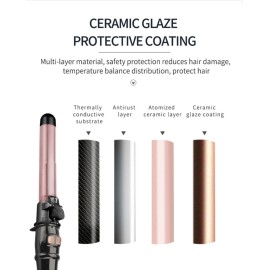 SKERTS Rotary Curler, 1 inch, User-Friendly Curler for Smoothing Curl Control, Dual Voltage, Automatic Shutdown, Automatic Rotating Curling Iron, Rose Gold