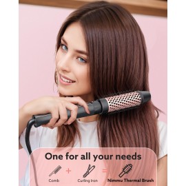 Nimmu Heated Round Brush, 1 1/2 inch Create Blowout Look & Natural Curls, Dual Voltage Ceramic Curling Iron with Detachable Brush Head, 30S Fast Heating Nimmu Heated Round Brush, 1 1/2 inch Create Blowout Look & Natural Curls, Dual Voltage Ceramic Curling Iron with Detachable Brush Head, 30S Fast Heating