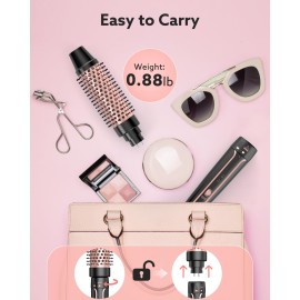 Nimmu Heated Round Brush, 1 1/2 inch Create Blowout Look & Natural Curls, Dual Voltage Ceramic Curling Iron with Detachable Brush Head, 30S Fast Heating Nimmu Heated Round Brush, 1 1/2 inch Create Blowout Look & Natural Curls, Dual Voltage Ceramic Curling Iron with Detachable Brush Head, 30S Fast Heating