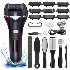 Electric Callus Remover for Feet,Rechargeable Foot File Hard Skin Remover,Waterproof 14 in1 Professional Pedicure Kit for Cracked Heels &Dead Skin,with 9 Roller Heads 2 Speed, Battery Display Electric Callus Remover for Feet,Rechargeable Foot File Hard Skin Remover,Waterproof 14 in1 Professional Pedicure Kit for Cracked Heels &Dead Skin,with 9 Roller Heads 2 Speed, Battery Display