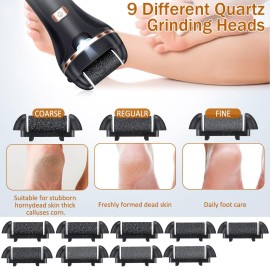 Electric Callus Remover for Feet,Rechargeable Foot File Hard Skin Remover,Waterproof 14 in1 Professional Pedicure Kit for Cracked Heels &Dead Skin,with 9 Roller Heads 2 Speed, Battery Display Electric Callus Remover for Feet,Rechargeable Foot File Hard Skin Remover,Waterproof 14 in1 Professional Pedicure Kit for Cracked Heels &Dead Skin,with 9 Roller Heads 2 Speed, Battery Display
