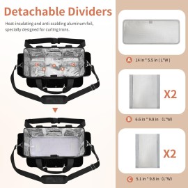 onemoky Hairstylist Traveling Bag, Extra Large Hair Tools Travel Bag, Hair Tool Organizer with Adjustable Dividers and Multi Pockets, Professional Makeup Artist Bag, Hairstylist Must Have