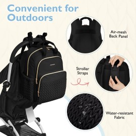 mommore Diaper Bag Backpack Large Baby Bag for Boys Girls Quilted Travel Diaper Backpack with Changing Pad, Stroller Straps