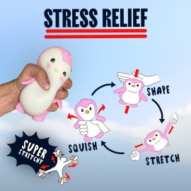 MonkeWorld Pudgy Penguin Peaches in Pink Squishies Fidget Toy Penguin Plush Squishy Toys for Kids