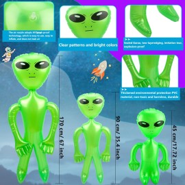 9 Pcs 67 inch 35 Inch 18 Inch Jumbo Inflate Alien Giant Blow Up Green Blue Purple Alien Toy for Halloween Alien Theme Party Suppies, 3 Size (Color set 2)