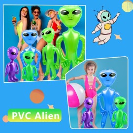 9 Pcs 67 inch 35 Inch 18 Inch Jumbo Inflate Alien Giant Blow Up Green Blue Purple Alien Toy for Halloween Alien Theme Party Suppies, 3 Size (Color set 2)