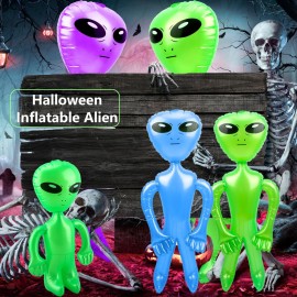 9 Pcs 67 inch 35 Inch 18 Inch Jumbo Inflate Alien Giant Blow Up Green Blue Purple Alien Toy for Halloween Alien Theme Party Suppies, 3 Size (Color set 2)