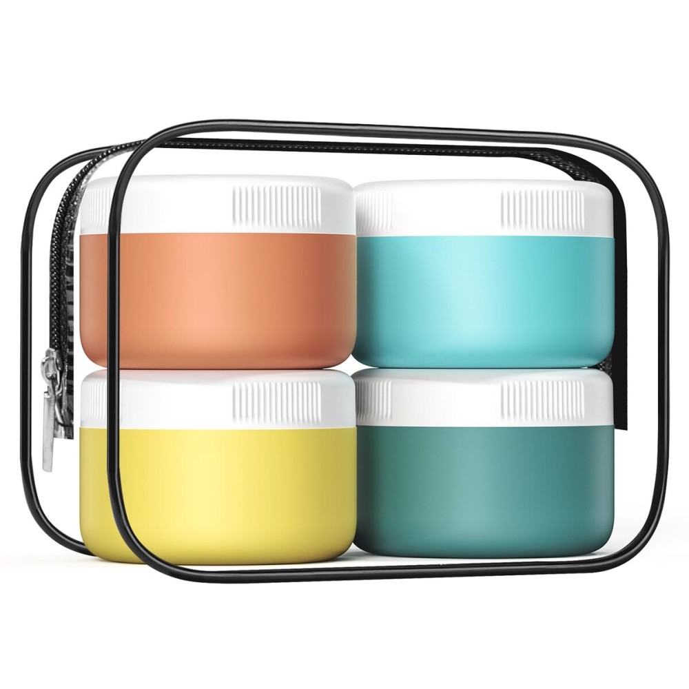 Kuangre Travel Containers for Toiletries, Silicone Cream Jars BPA-Free, Leak-proof 2oz Travel Size Containers, Portable Size Silicone Jars with Lid for Cosmetic Face Hand Body Cream (4 Pack)