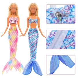 20 PCS Doll Clothes Swimwear Beach Bathing Set Including 5 Bikini Swimsuit, Coat, Mermaid Dress, 5 Shoes, 3 Slippers, Swimming Ring Float, Drinks and Sunglasses Accessories for 11.5 inch Girl Doll