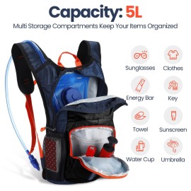 Shinylin Kids Hydration Backpack with 1.5L Water Bladder Hiking Backpack Lightweight for Boys or Girls Children Biking Climbing Running Cycling(Black)