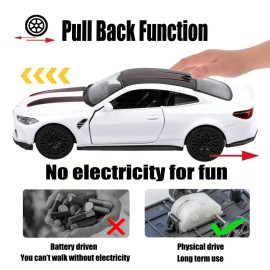 TOKAXI 1/36 Scale BMW M4 CSL Diecast Model Cars,Pull Back Vehicles BMW M4 Toy Cars,Cars Gifts for Boys Girls (White)