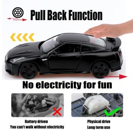 1/36 Scale Nissan GTR Diecast Model Cars,Pull Back Vehicles Nissan GTR R35 Toy Cars,Cars Gifts for Boys Girls Matte Black