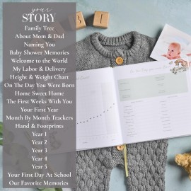 Baby Memory Book New Mom Gift - Baby Scrapbook Record Book & Photo Album - Gift for Newborns Baby Boy & Girl, Great For Baby Showers (Woodland)