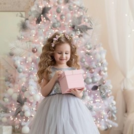 Vividsun Butterfly Headbands Flower Girl Hair Accessory with Pearls Butterfly Tiara for Christmas Birthday Cosplay Headpiece (Pink and gold)