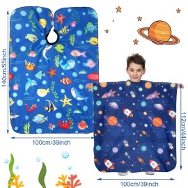 FEBSNOW 3 Pack Kids Hair Cutting Cape Professional Hairdressing Salon Cape for Children Salon Barber Styling Coloring Hair Hair Cutting Cape Accessories3 Style