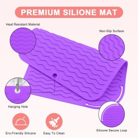 Suafrnut Plus Size Silicone Heat Resistant Mat, Portable Travel Hot Tools Pad Cover for Curling Iron, Flat Iron, Hair Straightener and Other Hair Styling Tools(12.0 x 9.0)