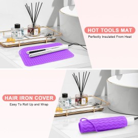 Suafrnut Plus Size Silicone Heat Resistant Mat, Portable Travel Hot Tools Pad Cover for Curling Iron, Flat Iron, Hair Straightener and Other Hair Styling Tools(12.0 x 9.0)