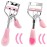 2 Pcs Stainless Steel Eyelash Curler with Built-in Comb Pinch Pain-Free Suitable for Any Eye Shapes and Sizes, with 4 Silicone Refill PadsHazy Pink&Light Pink