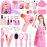 Hapgo Hair Salon Toys for Girls, 39 Pc Pretend Play Makeup Toys Set, Beauty Play Hair Styling Kit with Blow Dryer, Barber Apron and Scissors Accessories for 3-9 Year Old