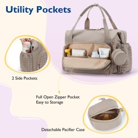 mommore Diaper Bag Tote, Large Capacity Travel Diaper bags, Hospital Bag for Labor Delivery, Baby Bag with Pacifier Case, Changing Pad