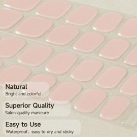 DUKASOU Semi Cured Gel Nail Strips, Sakura Powder | 28 pcs Gel Nail Strips Work with Any UV Lamp, Salon Quality UV Nails Stickers, Easy to Apply for Home Nails DIY