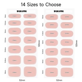 DUKASOU Semi Cured Gel Nail Strips, Sakura Powder | 28 pcs Gel Nail Strips Work with Any UV Lamp, Salon Quality UV Nails Stickers, Easy to Apply for Home Nails DIY