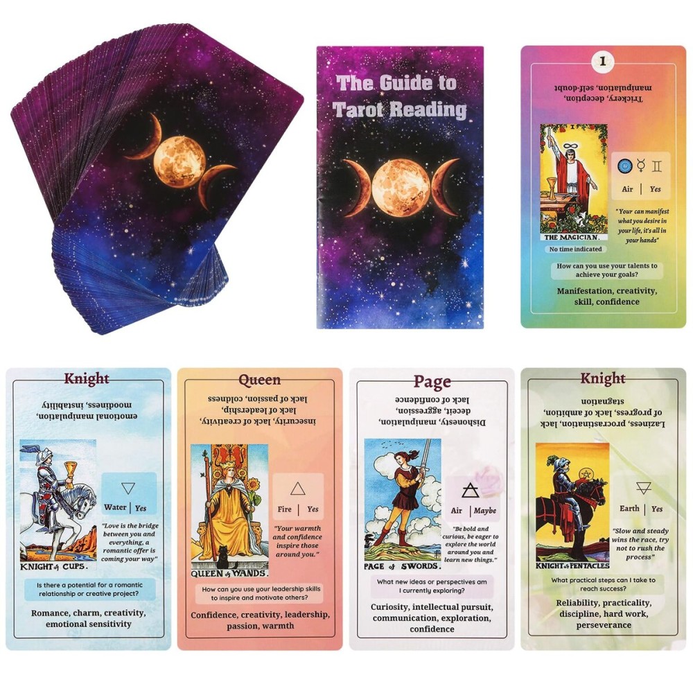 Fofeadm Tarot Cards for Beginners with Guide Book, Classic Tarot Cards with Meanings on Them, Tarot Decks for Tarot Learners