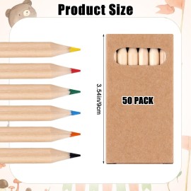50 Boxes Mini Drawing Colored Pencils, 3.5 Inch Mini 6 Colors Coloring Pencils Short Wooden Pre-Sharpened Log Pencils for Kids Classroom Painting Writing Supplies for Children Paint Class School