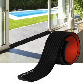 Threshold Ramps for Doorways, 0.4 Rise Rubber Door Threshold Ramp Self-Adhesive Ramps, is Adjustable and Cuttable for Sweeper Wheelchair Stroller Scooter Reducer Ramp (Black, 2/5height - 3.3Ft Long)