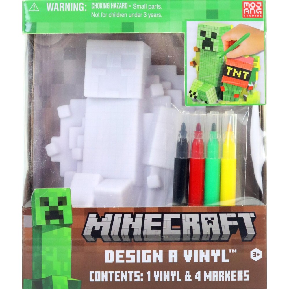 Tara Toys Minecraft Design A Vinyl DIY Coloring Craft for Kids with Washable Markers Decorate Your Own Minecraft Figure Creative Activity for Ages 4+