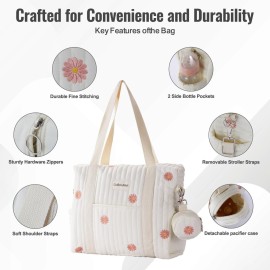 GOBABYMART Large Diaper Bag Tote, Maternity Travel diaper tote, Multifunction baby bag, Baby Nappy Bags, Messenger bag (Medium - Flowers)