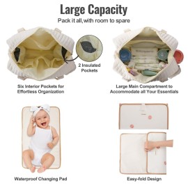 GOBABYMART Large Diaper Bag Tote, Maternity Travel diaper tote, Multifunction baby bag, Baby Nappy Bags, Messenger bag (Medium - Flowers)