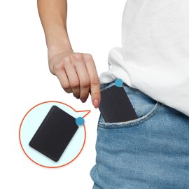 Abvsdu 2 Pcs Pocket Mirror, Stainless Steel Makeup Mirrors Credit Card Mirror Small Compact Purse Mirror Rectangular Handheld Travel Makeup Mirror with Leather Case Holder for Women Men (Black)