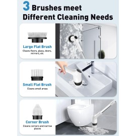 Electric Spin Scrubber for Cleaning Bathroom, Shower Scrubber Cordless Cleaning Brush with IPX7 Waterproof & 2 Speed,Cleaning Brush Cleaning Supplies for Shower Tub Kitchen Tile Toilet Silver