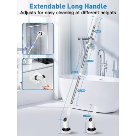 Electric Spin Scrubber for Cleaning Bathroom, Shower Scrubber Cordless Cleaning Brush with IPX7 Waterproof & 2 Speed,Cleaning Brush Cleaning Supplies for Shower Tub Kitchen Tile Toilet Silver