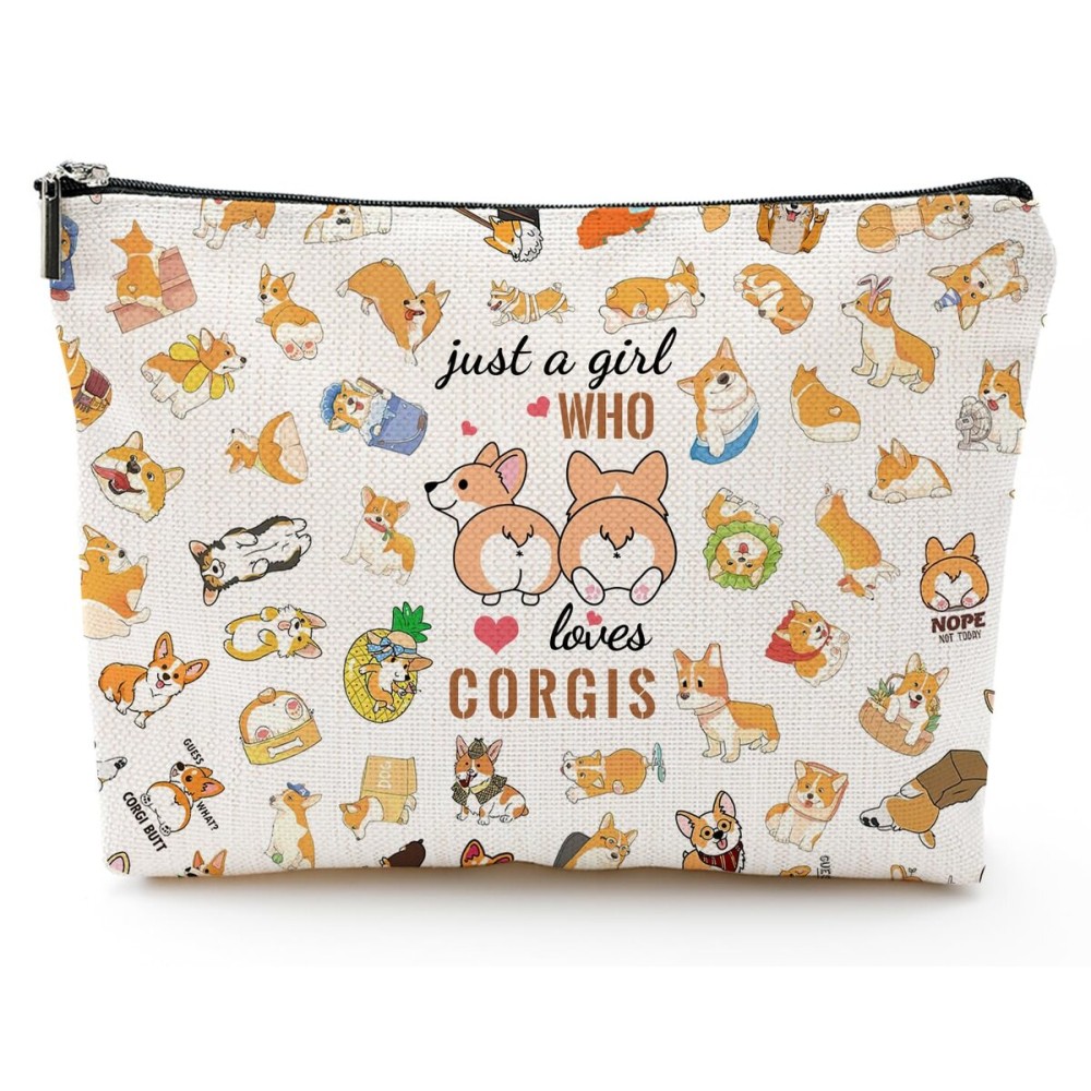 NONETH Corgi Gifts for Corgi Lovers, Corgi Makeup Bag Gifts for Women, Girls Dog Lovers Gift, Corgi Themed Cosmetic Bag Gifts for Dog Lovers NONETH Corgi Gifts for Corgi Lovers, Corgi Makeup Bag Gifts for Women, Girls Dog Lovers Gift, Corgi Themed Cosmetic Bag Gifts for Dog Lovers