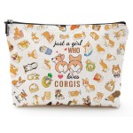 NONETH Corgi Gifts for Corgi Lovers, Corgi Makeup Bag Gifts for Women, Girls Dog Lovers Gift, Corgi Themed Cosmetic Bag Gifts for Dog Lovers