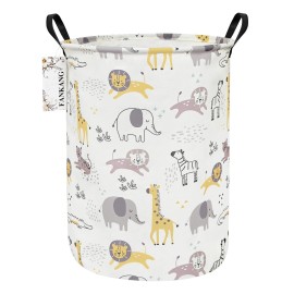FANKANG Storage Basket, Nursery Hamper Canvas Laundry Basket Foldable with Waterproof PE Coating Large Storage Baskets for Kids Boys and Girls, Office, Bedroom, Clothes,Toys(Lovely Animals )