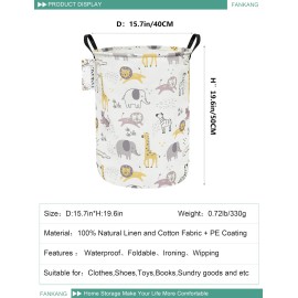 FANKANG Storage Basket, Nursery Hamper Canvas Laundry Basket Foldable with Waterproof PE Coating Large Storage Baskets for Kids Boys and Girls, Office, Bedroom, Clothes,Toys(Lovely Animals )