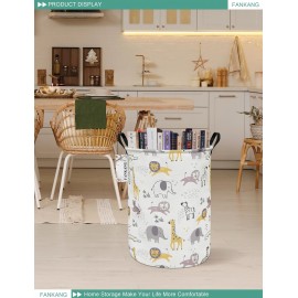 FANKANG Storage Basket, Nursery Hamper Canvas Laundry Basket Foldable with Waterproof PE Coating Large Storage Baskets for Kids Boys and Girls, Office, Bedroom, Clothes,Toys(Lovely Animals )