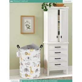 FANKANG Storage Basket, Nursery Hamper Canvas Laundry Basket Foldable with Waterproof PE Coating Large Storage Baskets for Kids Boys and Girls, Office, Bedroom, Clothes,Toys(Lovely Animals )